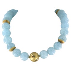 Necklace with amozonite with enamel and diamonds 18k yellow gold