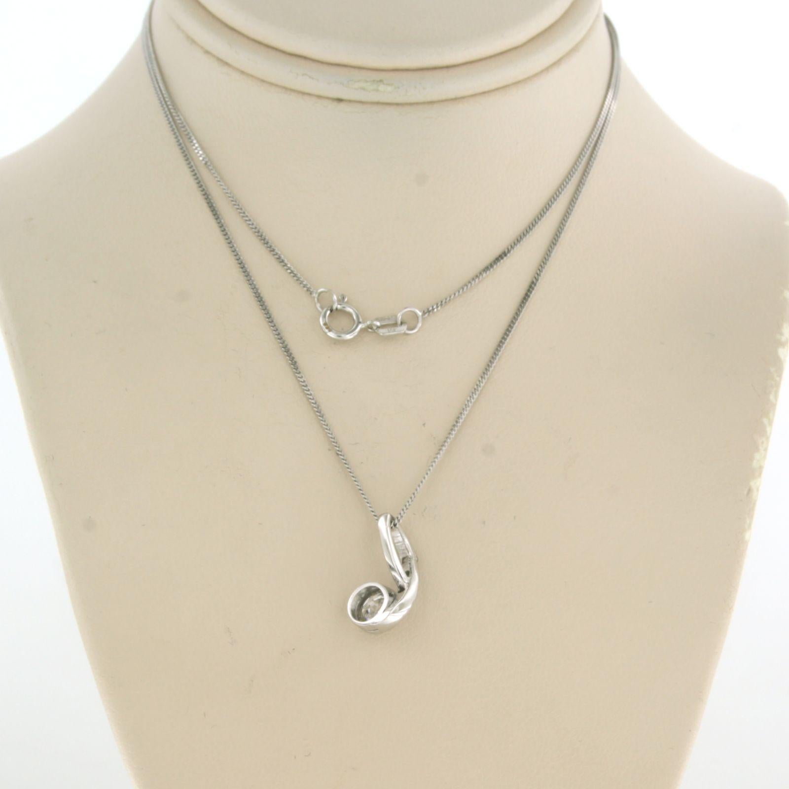 Necklace with Art Nouvea pendant set with diamonds 14k white gold In Good Condition For Sale In The Hague, ZH