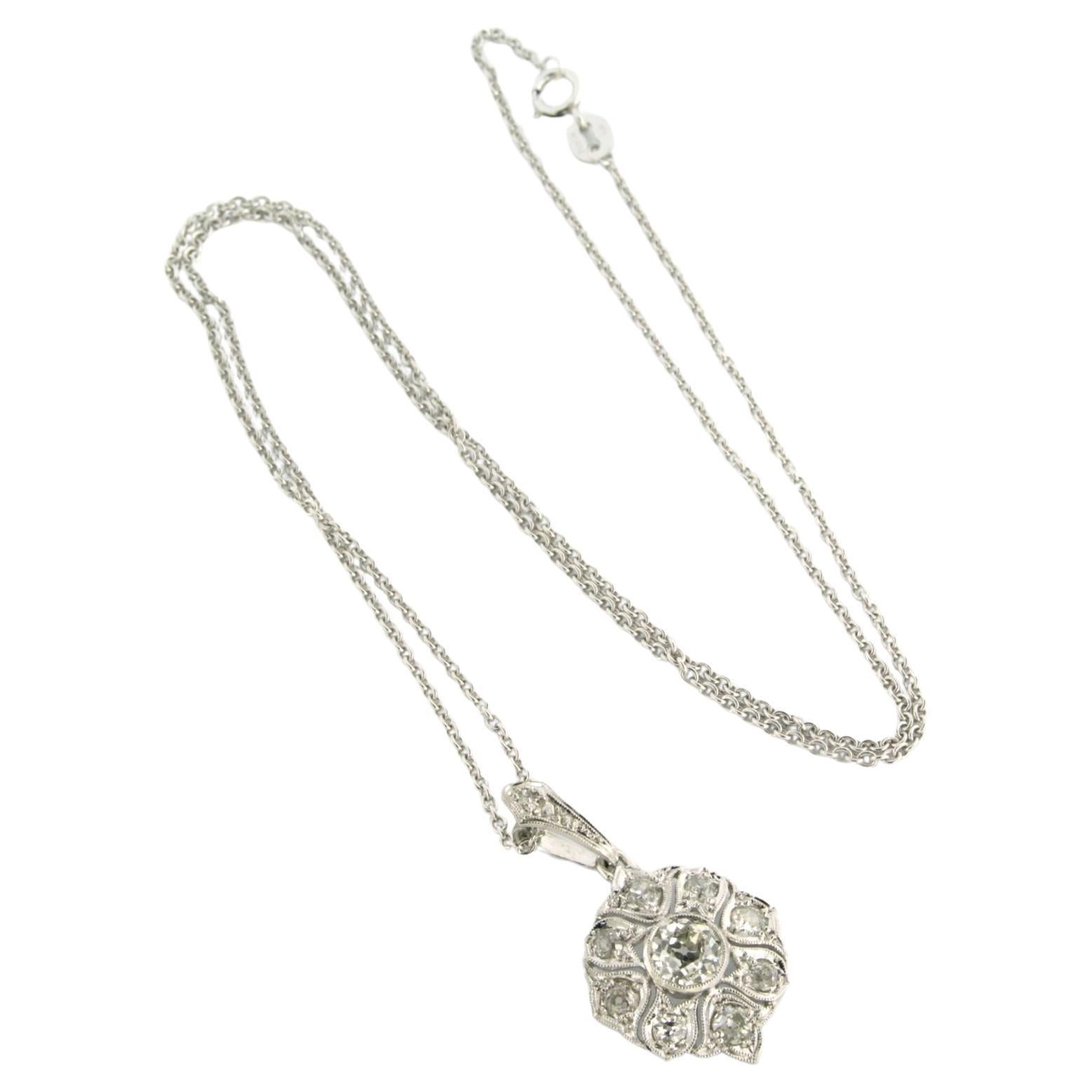 Necklace with ART NOVEA pendant with old mine cut diamonds up to 2.50ct platinum