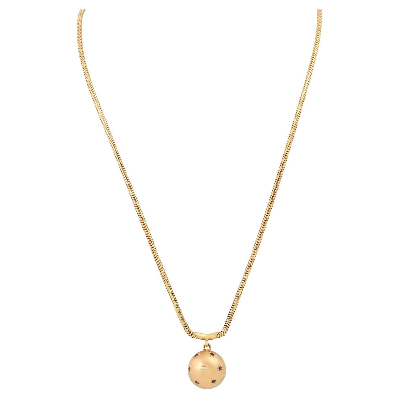Diamond Gold Ball Pendant at 1stDibs gold ball pendant with diamonds