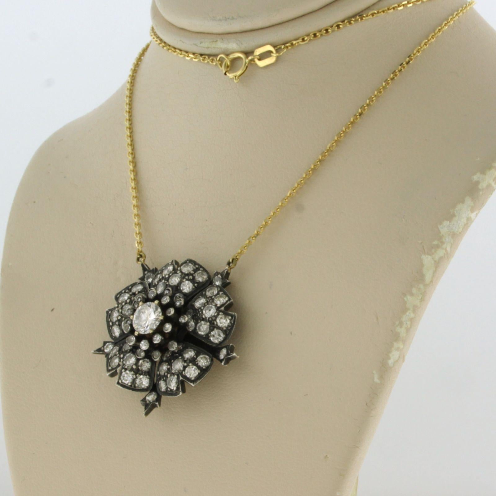Collar con diamantes brillantes y talla única de hasta 3,30 ct Oro de 14k y plata en Excelente estado para la venta en The Hague, ZH