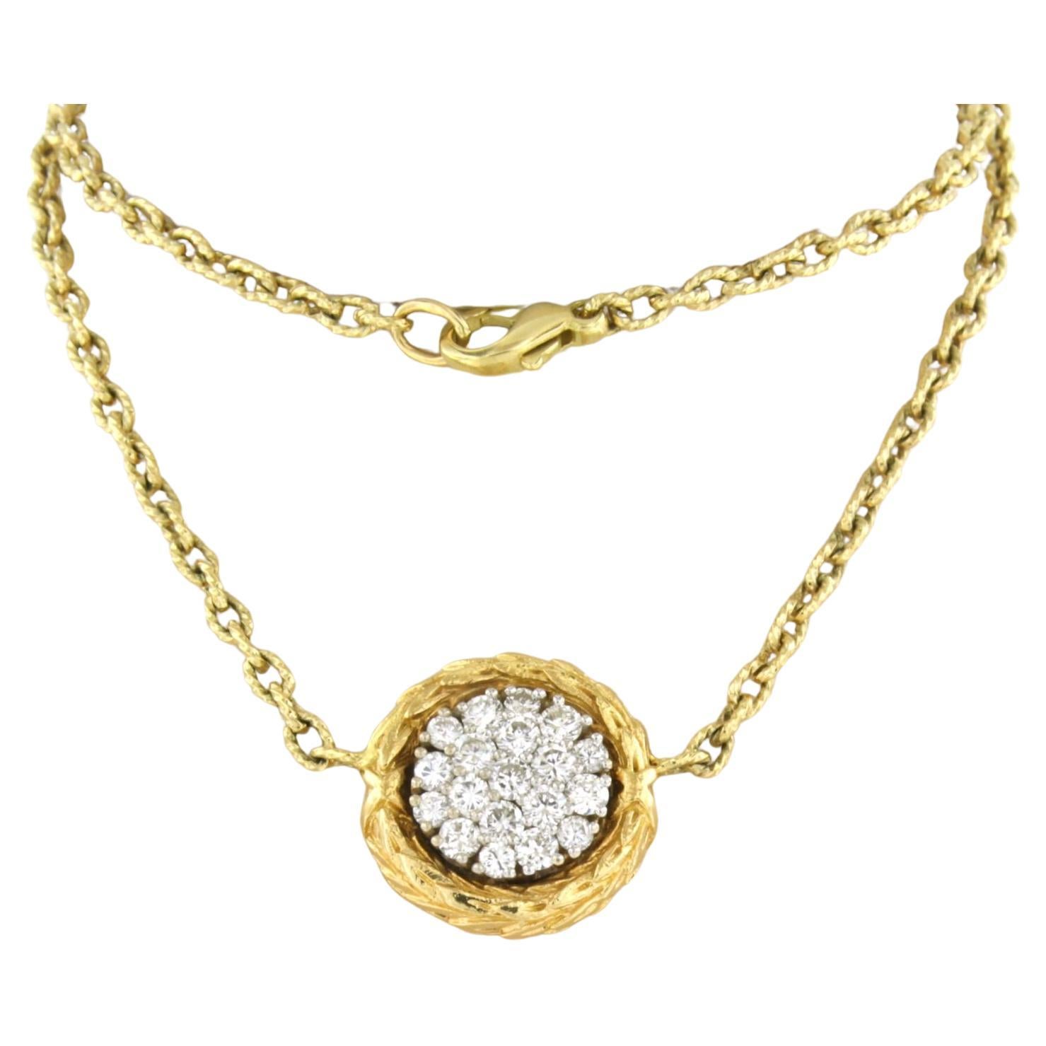 Necklace with brilliant cut diamonds up to 0.90 ct, 18k bicolour gold
