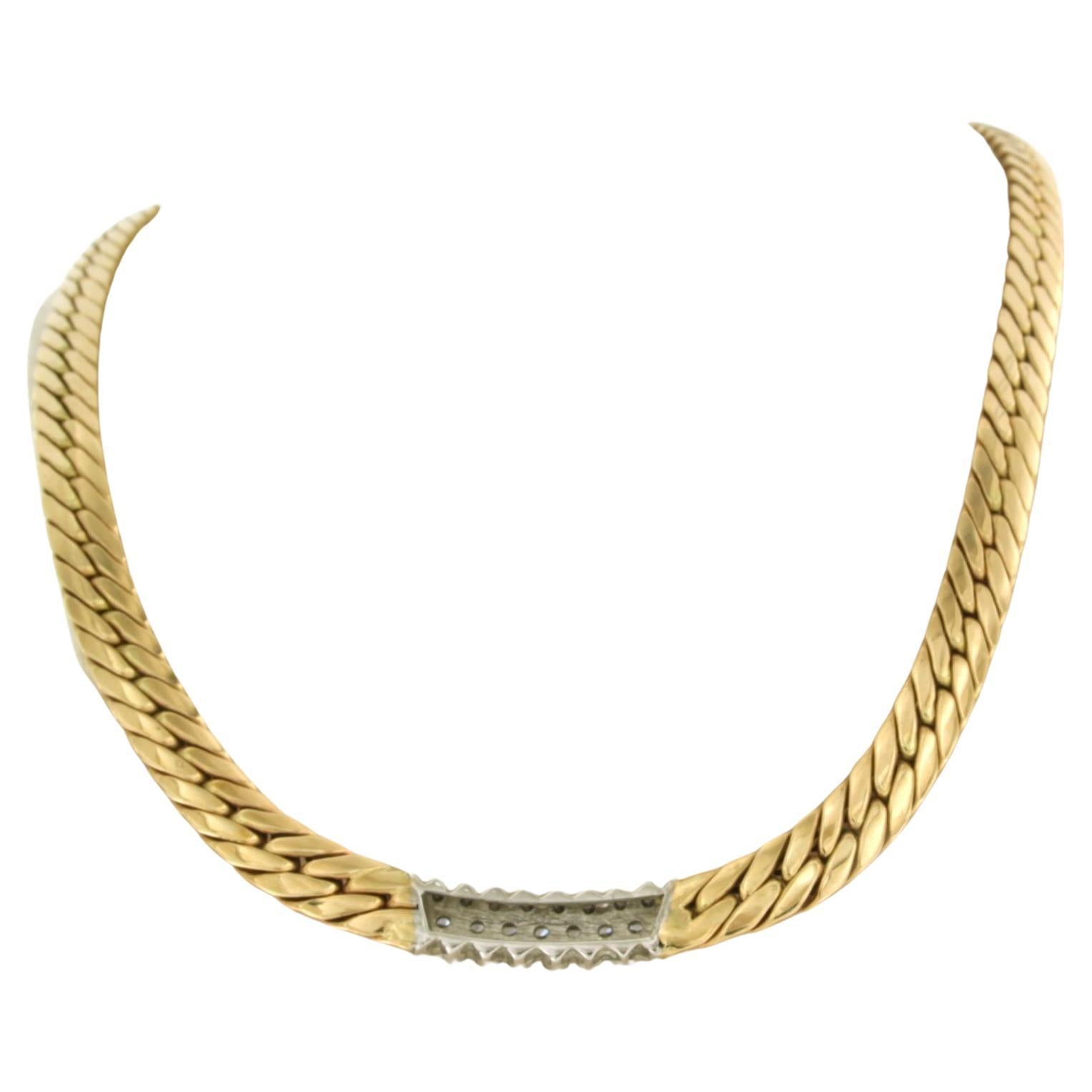 Halskette mit Diamanten im Brillantschliff bis zu 1,00ct 14k bicolour Gold (Moderne) im Angebot