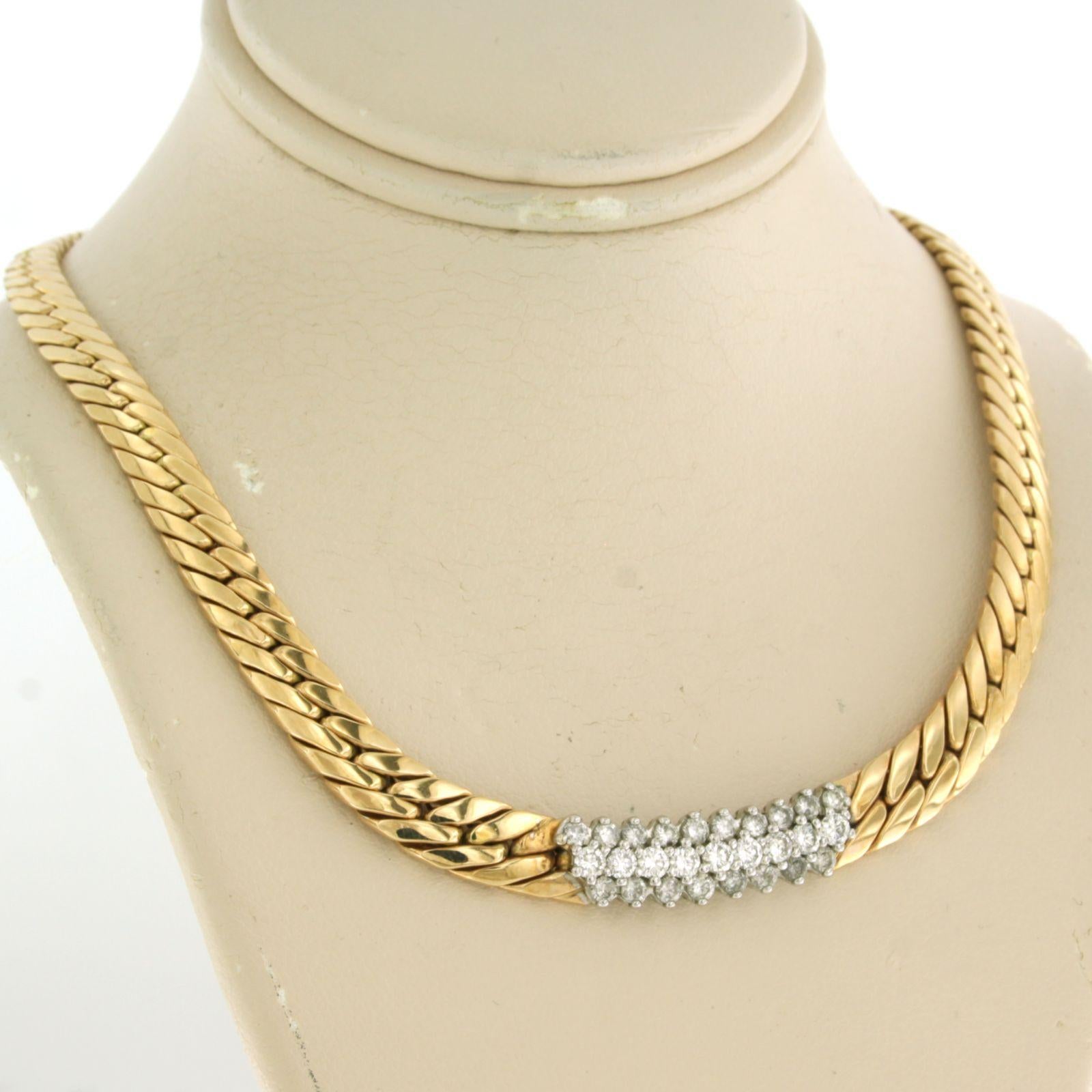 Halskette mit Diamanten im Brillantschliff bis zu 1,00ct 14k bicolour Gold im Zustand „Hervorragend“ im Angebot in The Hague, ZH