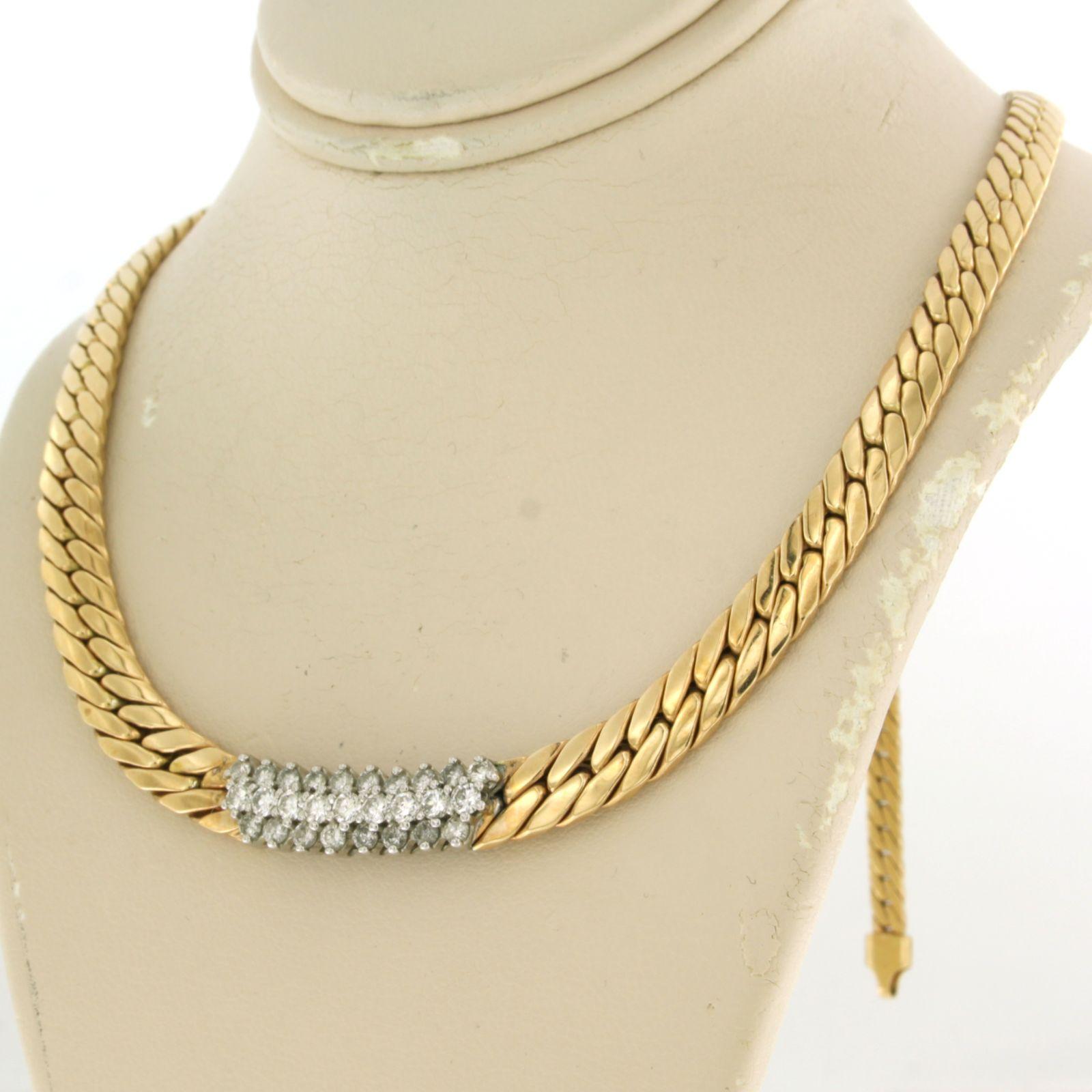 Halskette mit Diamanten im Brillantschliff bis zu 1,00ct 14k bicolour Gold Damen im Angebot