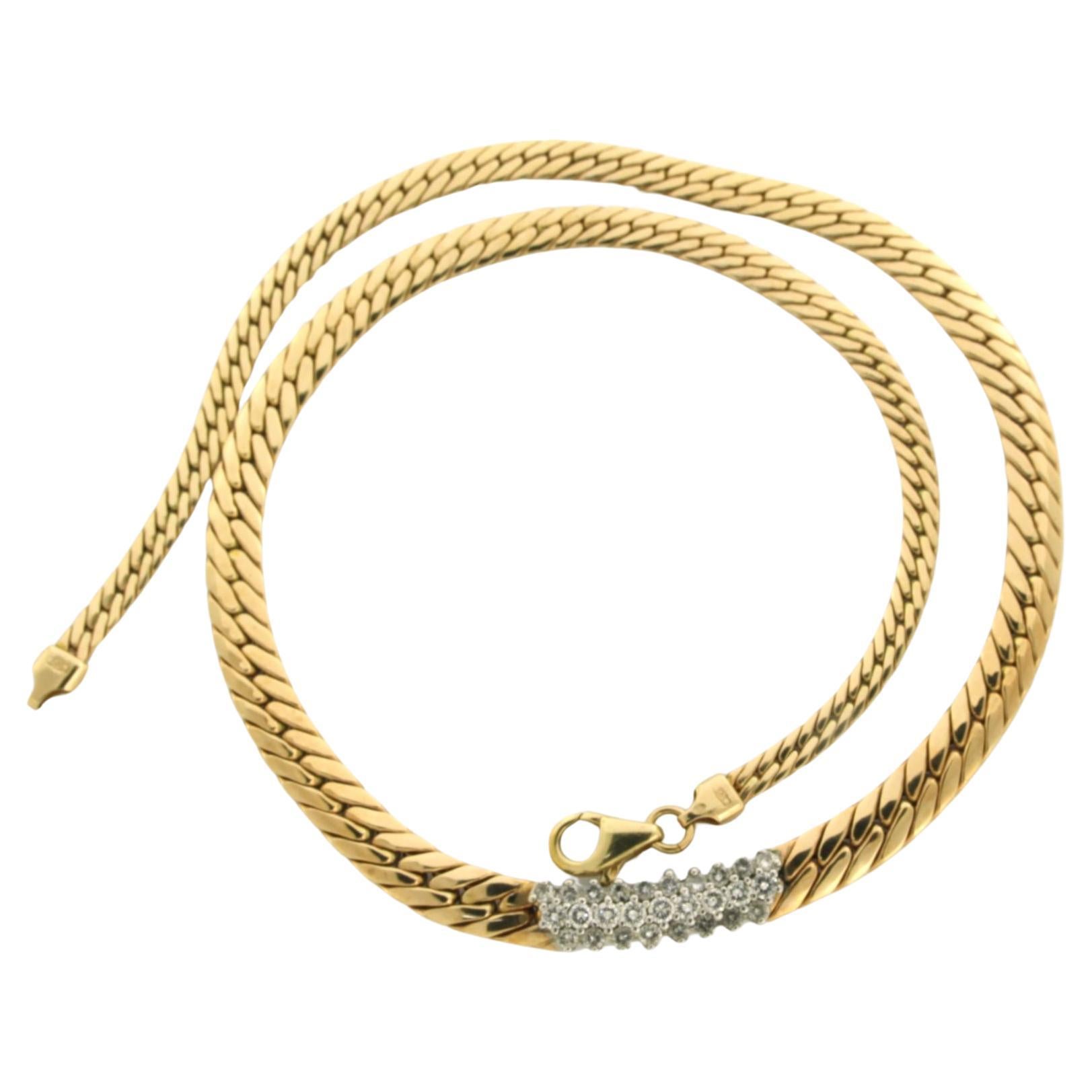 Necklace with brilliant cut diamonds up to 1.00ct 14k bicolour gold