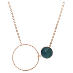 Necklace with circle and green stone nephrite gold 585