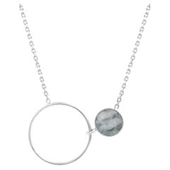 Necklace with circle and grey stone dolomite Picasso sterling silver