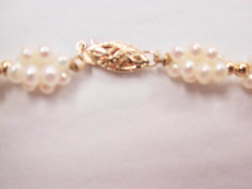 Modern Necklace with Clusters of Bouton Shaped Cultered Pearls, with Matching Bracelet