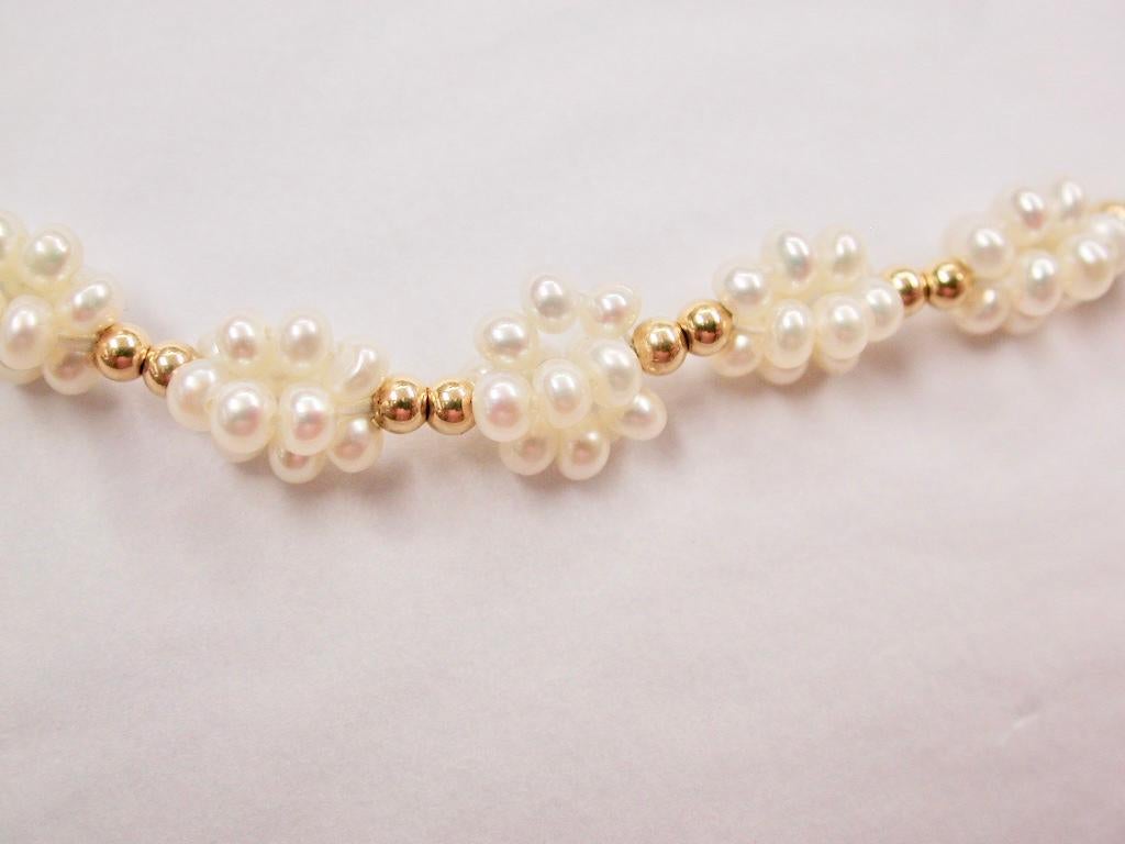 Necklace with Clusters of Bouton Shaped Cultered Pearls, with Matching Bracelet In Excellent Condition In London, GB