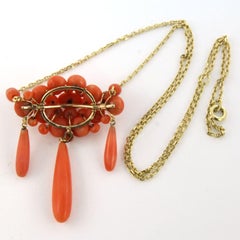 Necklace with coral 11.8 grams 14k yellow gold 11.8 grams