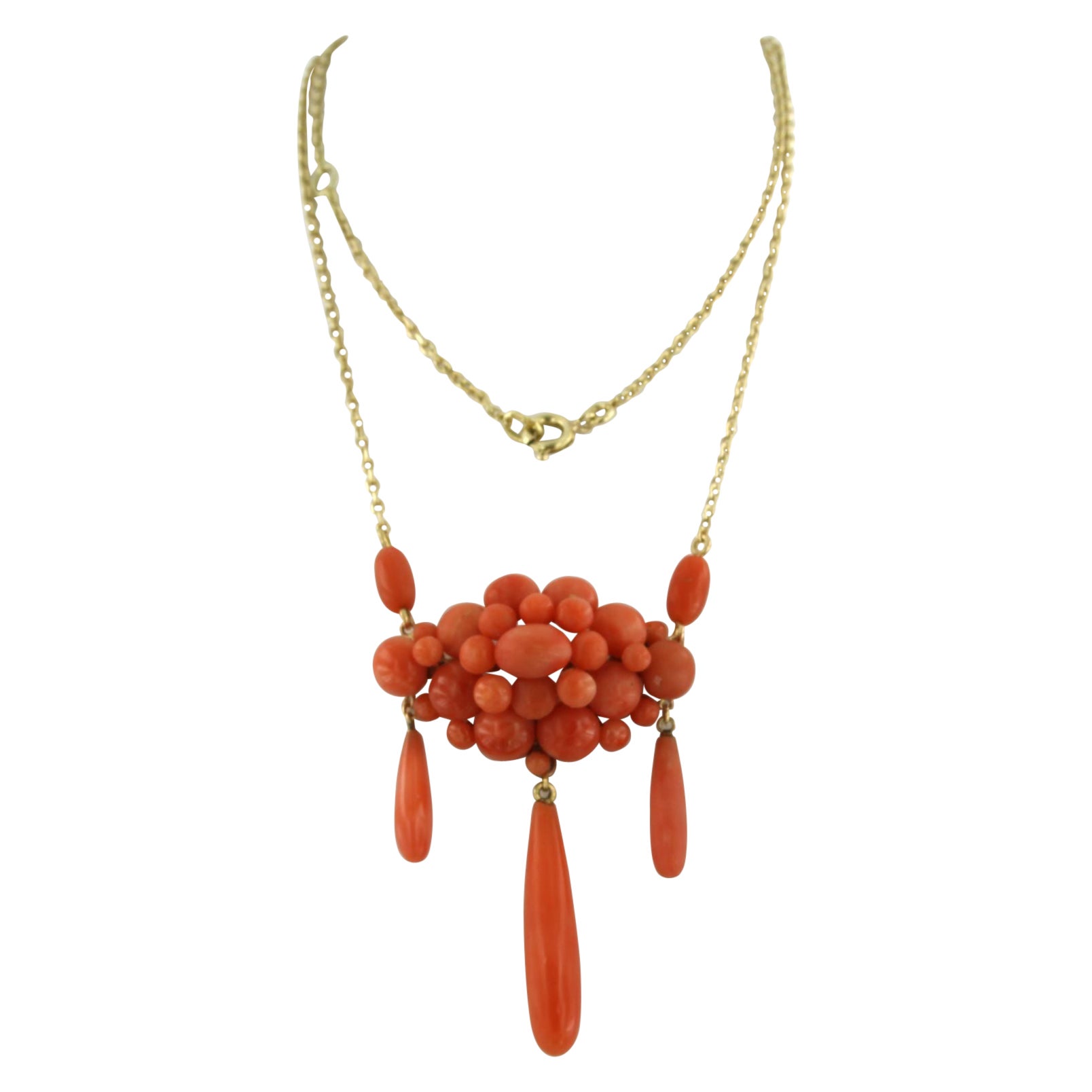 Necklace with coral 11.8 grams 14k yellow gold 11.8 grams