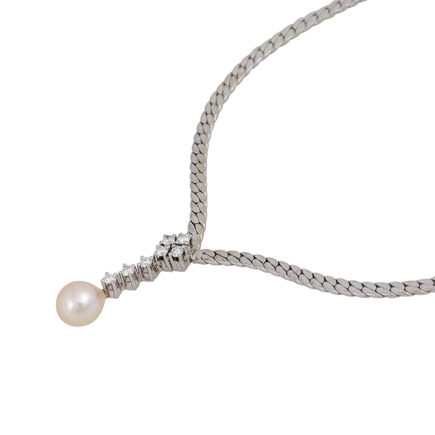 Uncut Necklace with Cultured Pearl For Sale