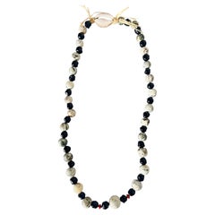Necklace with Dendritic Agate, Hand-Blown Glass, Cowrie Shell and Coral Glass