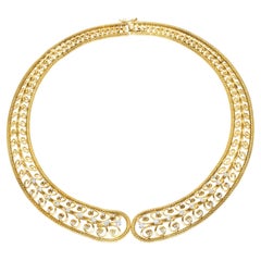 Halskette mit Diamant-Akzenten in 18k Gelbgold Wirbel-Glieder Choker
