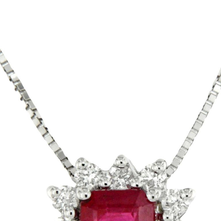 Contemporary Necklace with diamond and ruby pendant For Sale