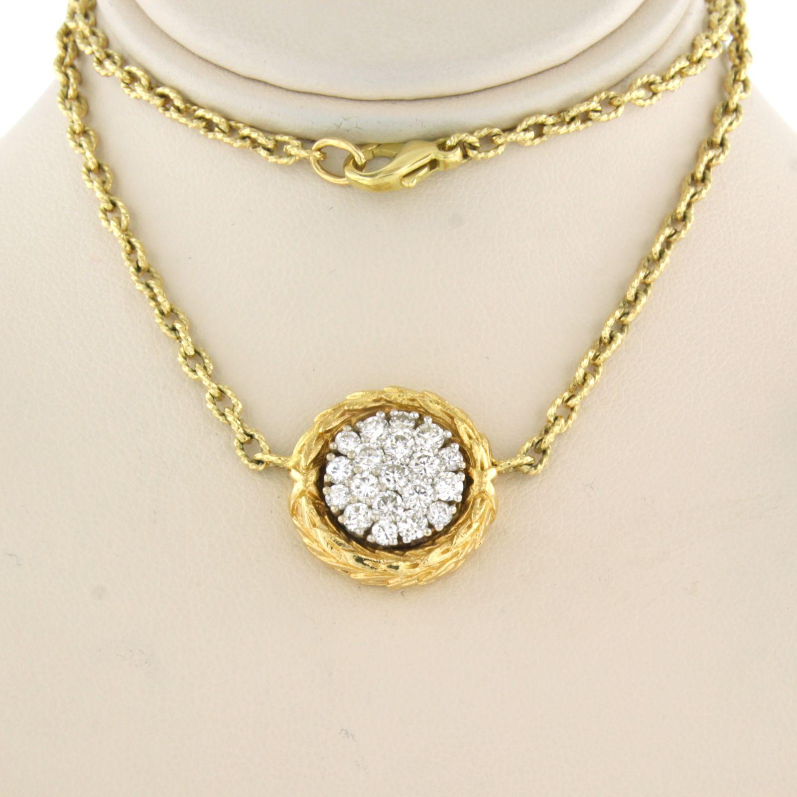 Modern Necklace with Diamonds 0.90 ct, 18k bicolour gold For Sale
