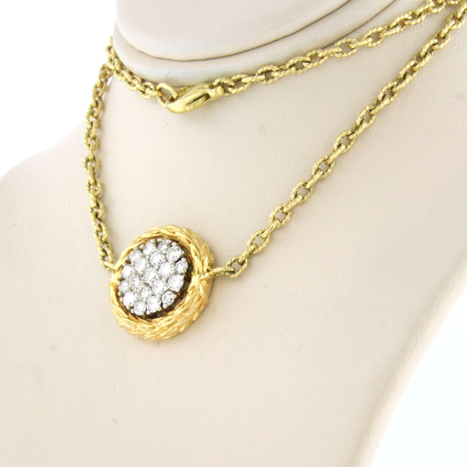 Brilliant Cut Necklace with Diamonds 0.90 ct, 18k bicolour gold For Sale
