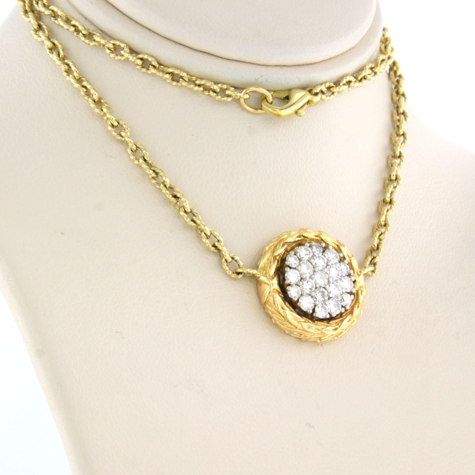 Necklace with Diamonds 0.90 ct, 18k bicolour gold In Excellent Condition For Sale In The Hague, ZH