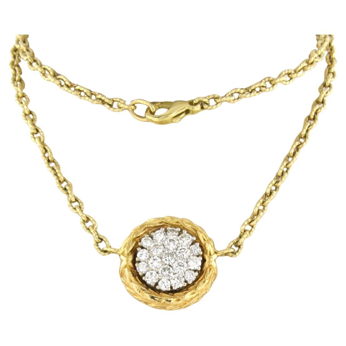 Necklace with Diamonds 0.90 ct, 18k bicolour gold For Sale