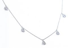 Necklace with diamonds Ct 0.59,  5 Pending Drops 18kt gold Italian Manufacture