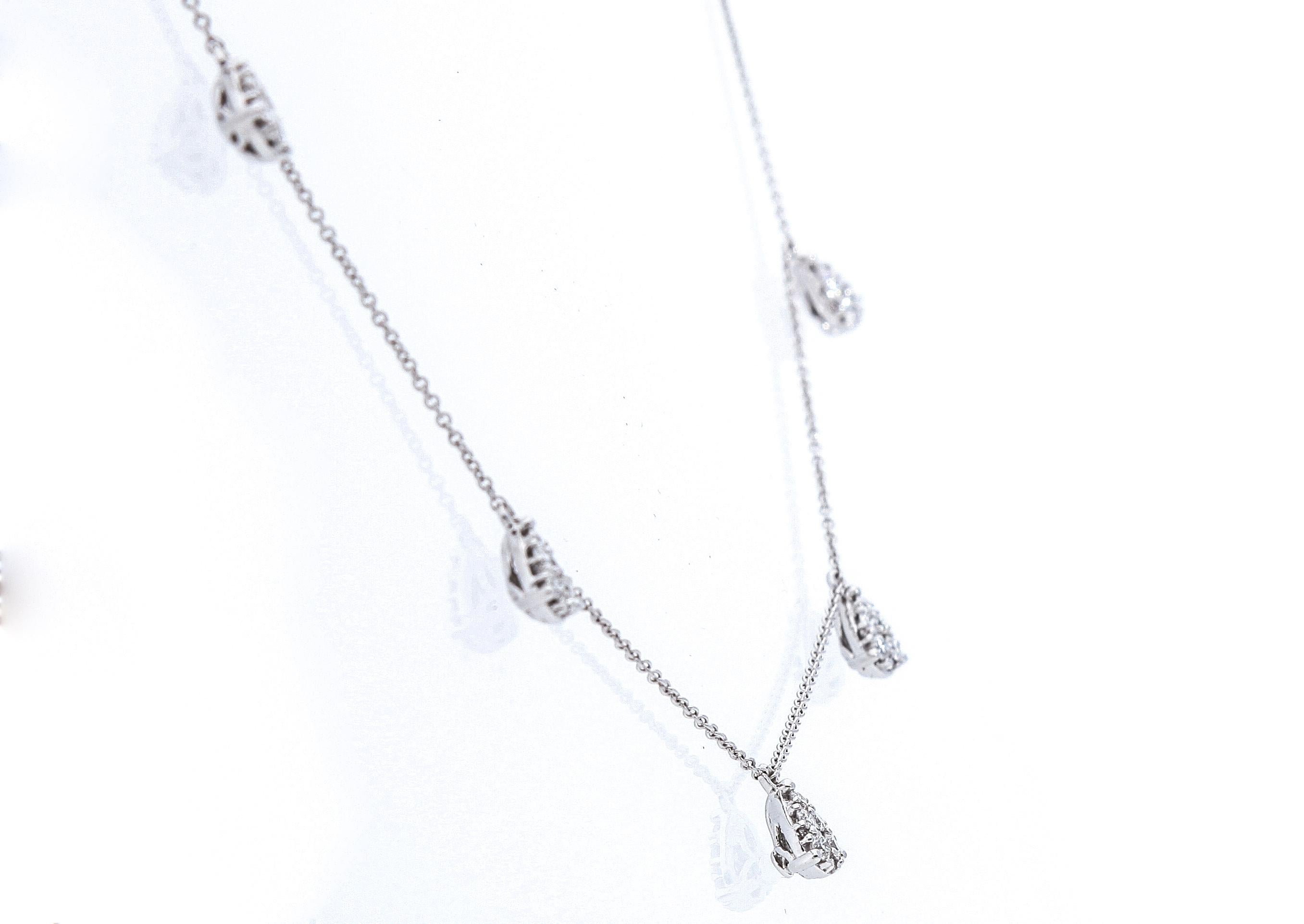 Halskette mit Diamanten Ct 0,59,  5 Stifttropfen aus 18 Karat Gold Italienische Herstellung (Moderne) im Angebot