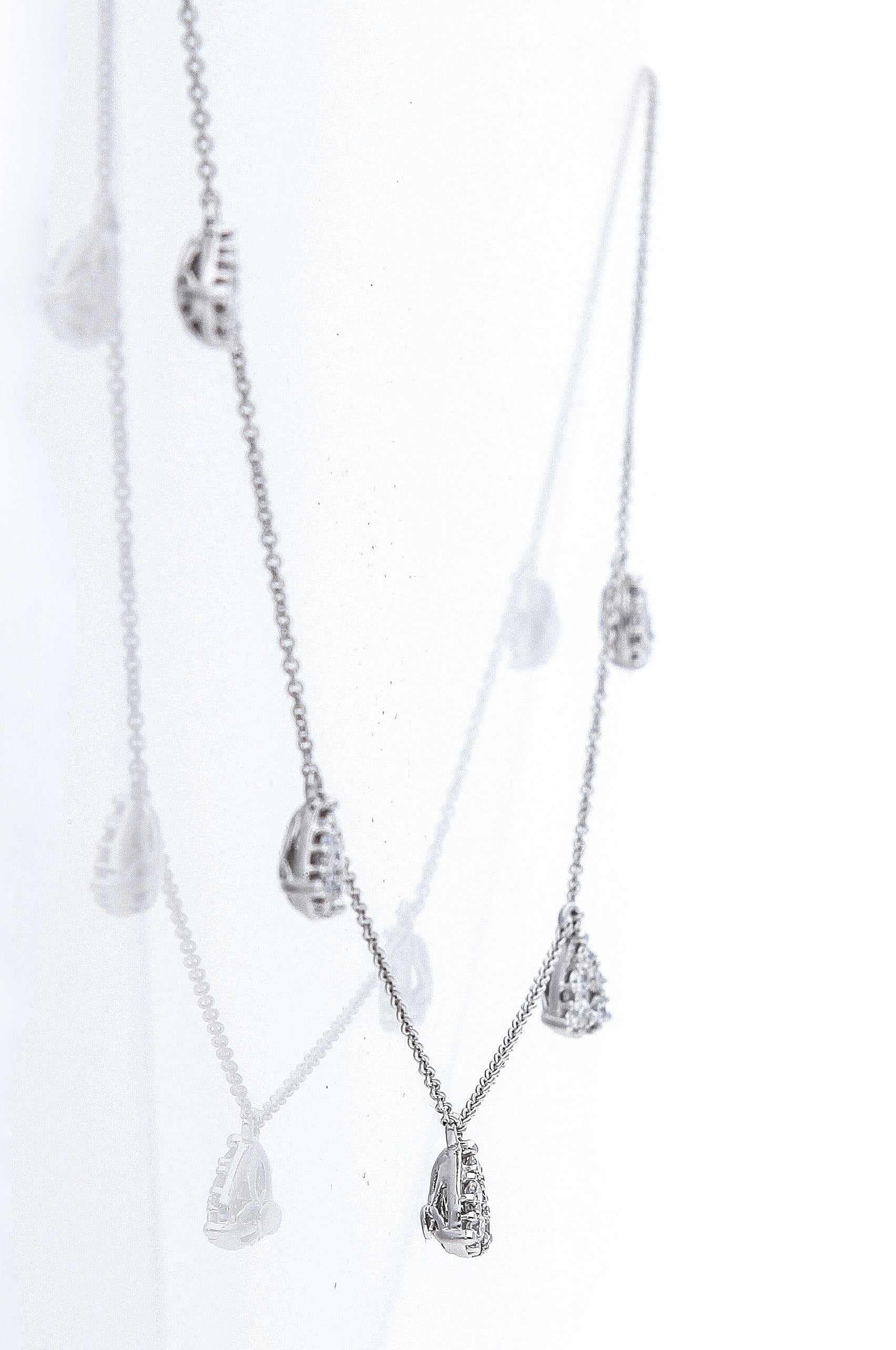 Halskette mit Diamanten Ct 0,59,  5 Stifttropfen aus 18 Karat Gold Italienische Herstellung Damen im Angebot