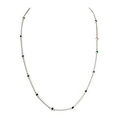 Necklace with over 1 ct Emeralds, 750 White Gold