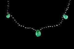 Necklace with Gadrooned Pear Shape Emeralds