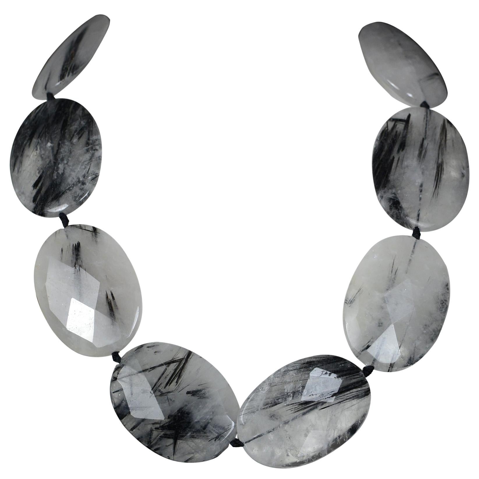 Collier de perles de quartz hyalin