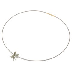 Necklace with Insect, 18k and Surgical Steel, nature necklace