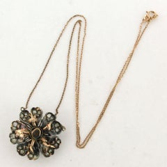 Halskette mit Diamanten im Altminenschliff und Diamanten im Rosenschliff bis zu 3,00ct 14k Gold und Silber