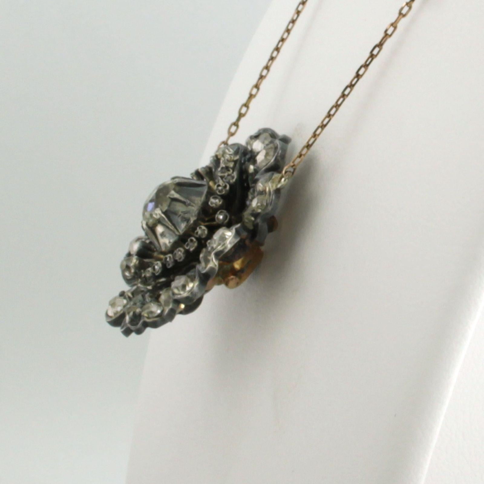 Primo vittoriano collana con diamanti old mine e rose cut fino a 3,00ct in oro e argento 14k in vendita