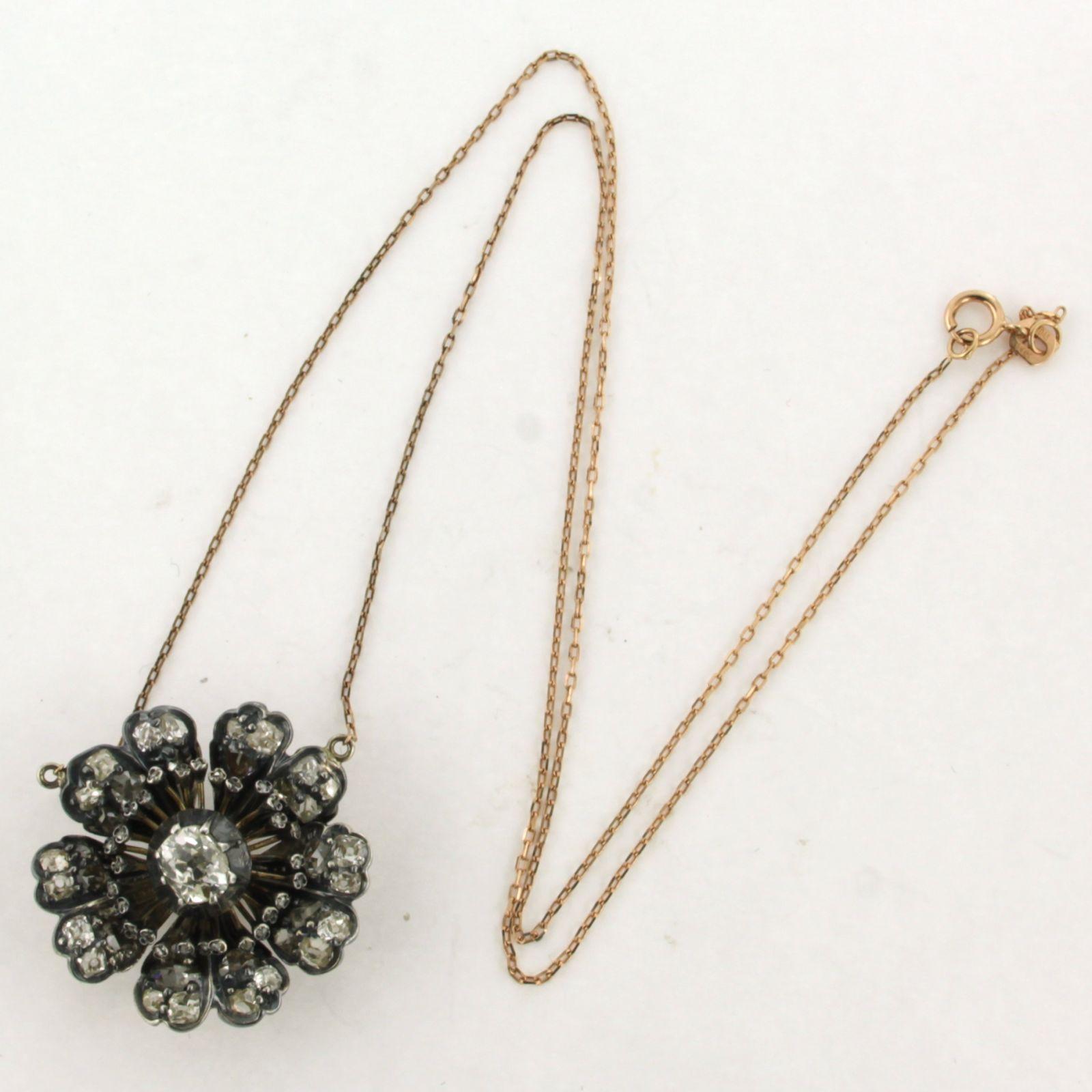 Taglio vecchia miniera collana con diamanti old mine e rose cut fino a 3,00ct in oro e argento 14k in vendita