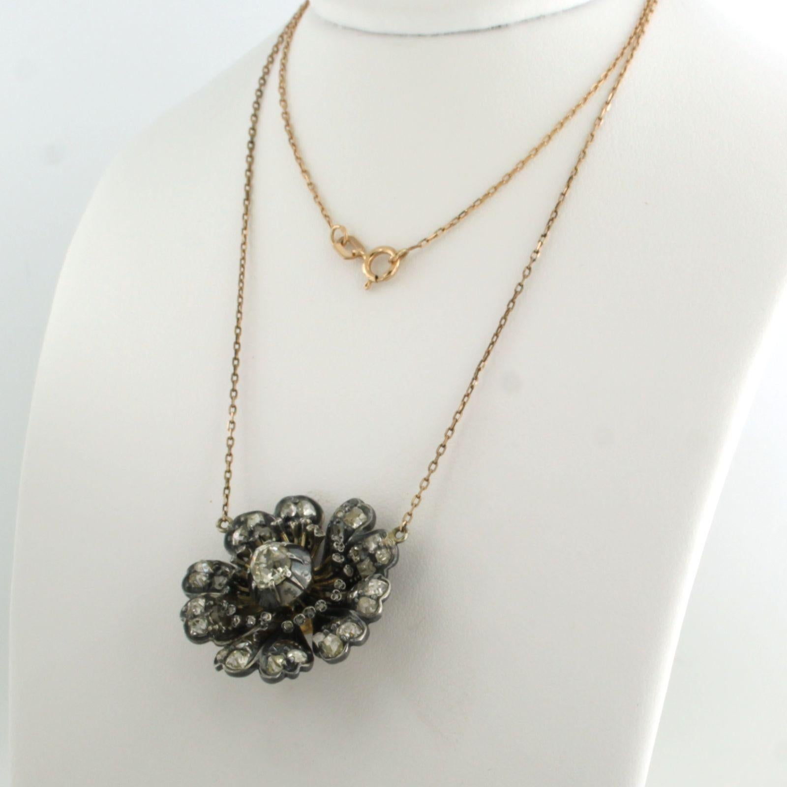 collana con diamanti old mine e rose cut fino a 3,00ct in oro e argento 14k In condizioni ottime in vendita a The Hague, ZH