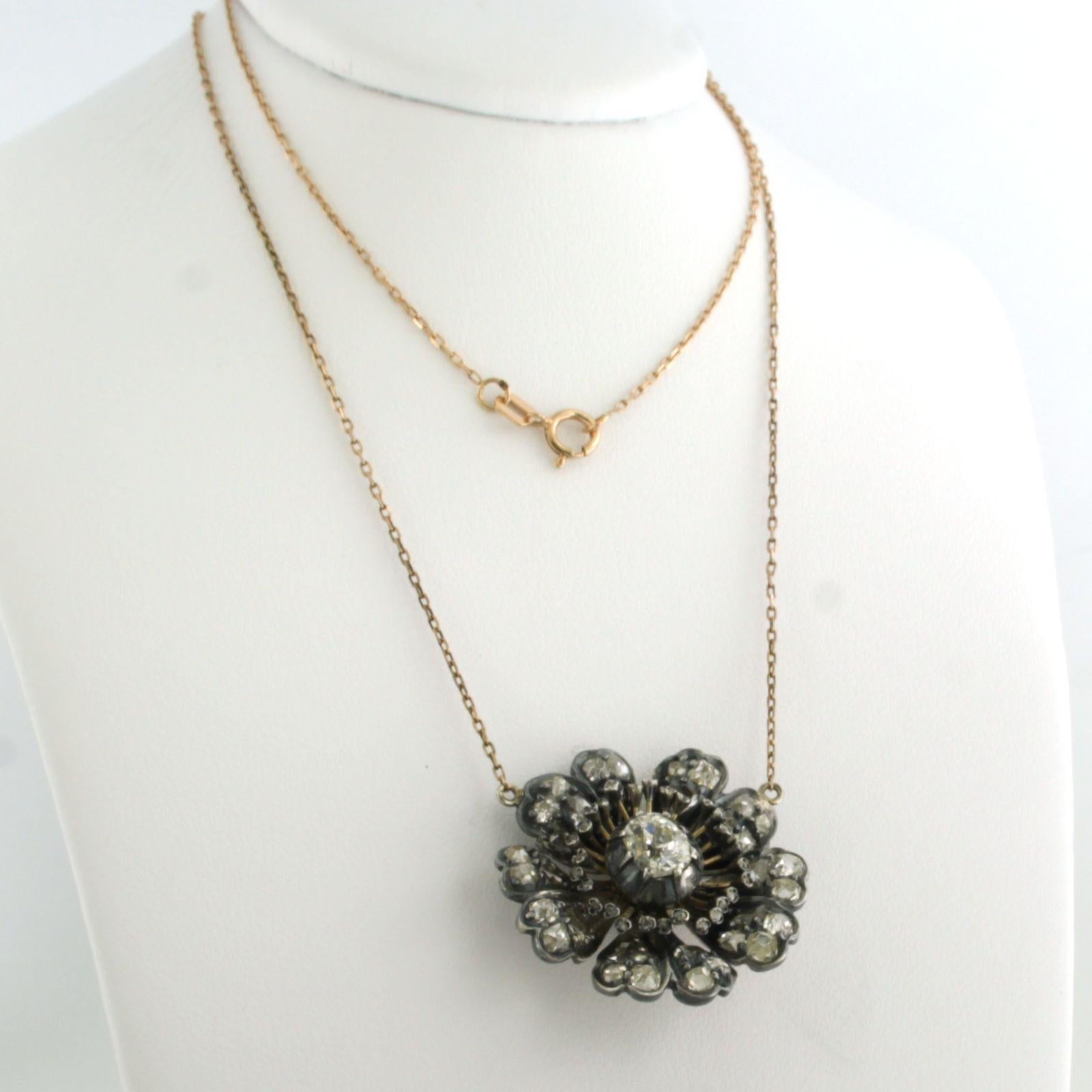 Donna collana con diamanti old mine e rose cut fino a 3,00ct in oro e argento 14k in vendita