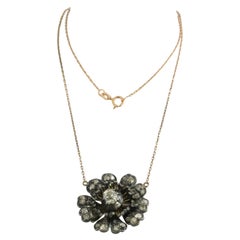 necklace with old mine and rose cut diamonds up to 3.00ct 14k gold and silver