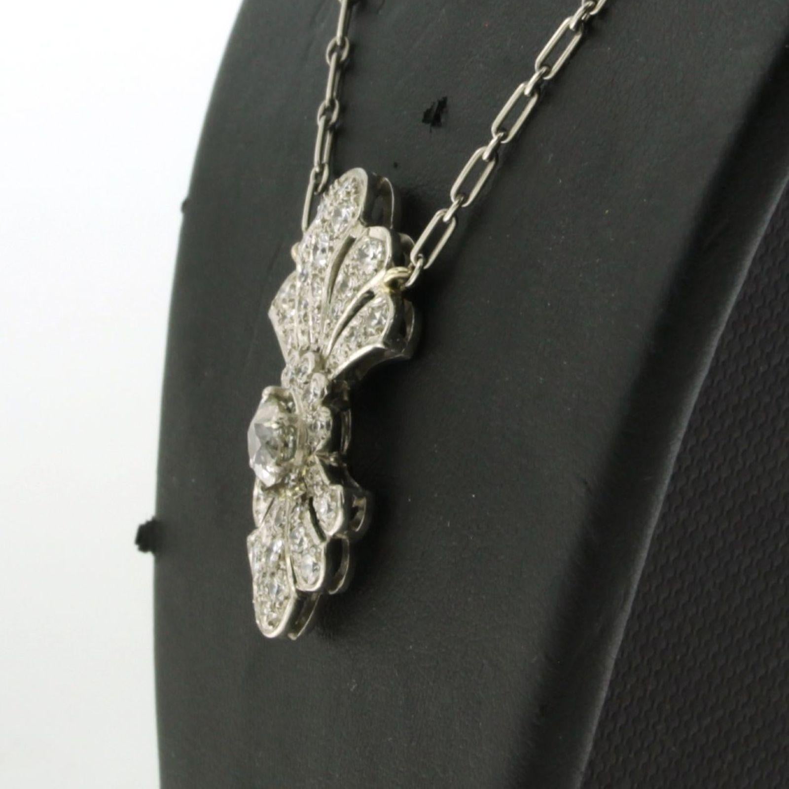 Old Mine Cut Necklace with old mine cut diamonds up to 1.90ct 18k white gold and platinum For Sale