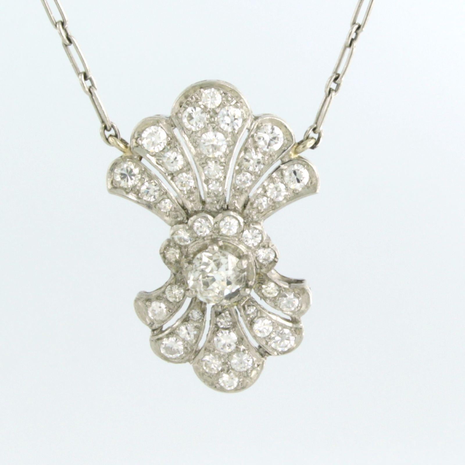 Necklace with old mine cut diamonds up to 1.90ct 18k white gold and platinum For Sale 1