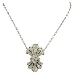 Necklace with old mine cut diamonds up to 1.90ct 18k white gold and platinum
