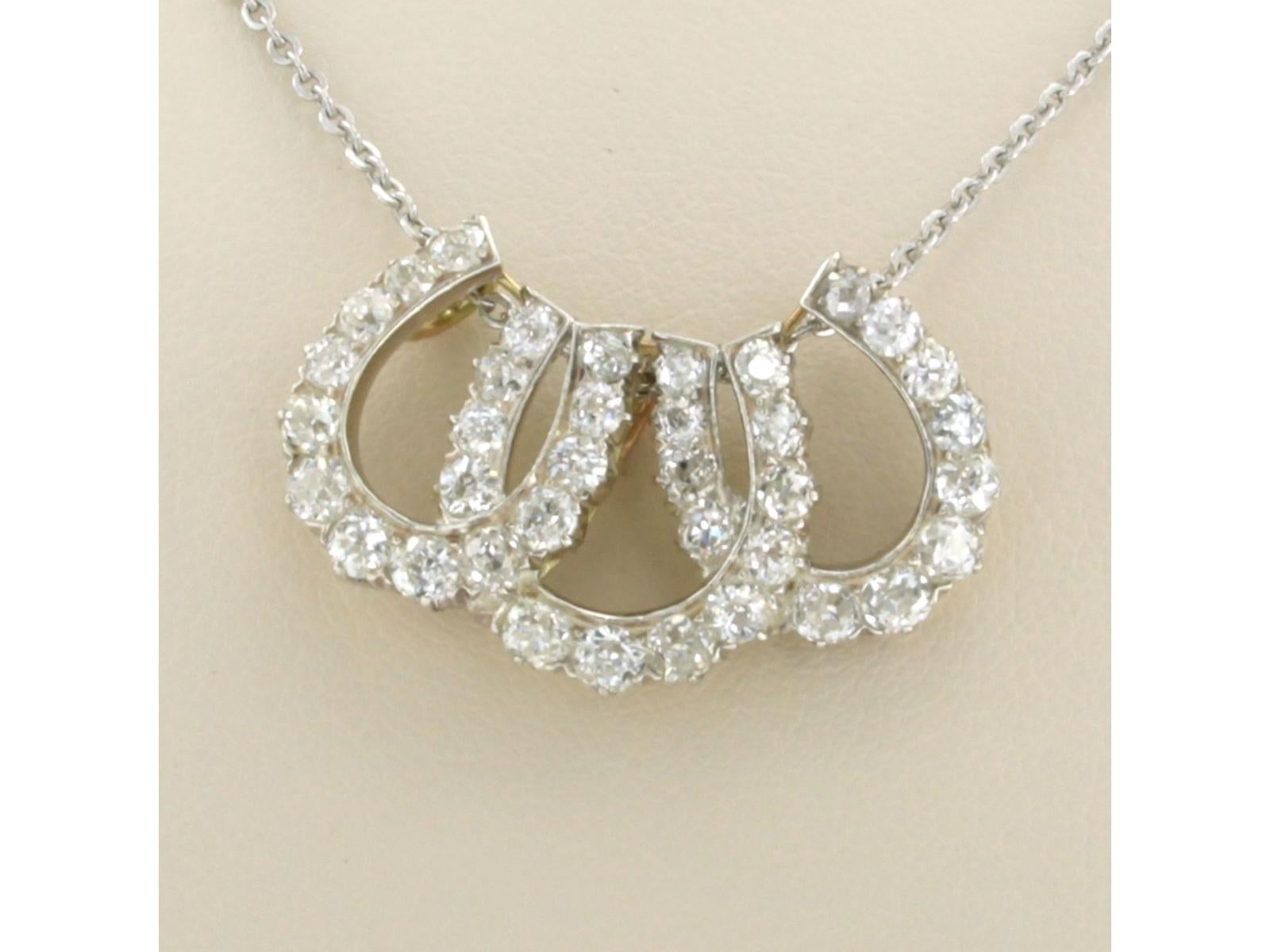 Collar con diamantes talla mina antigua de hasta 2,50 ct Oro y plata de 14k Talla antigua en venta