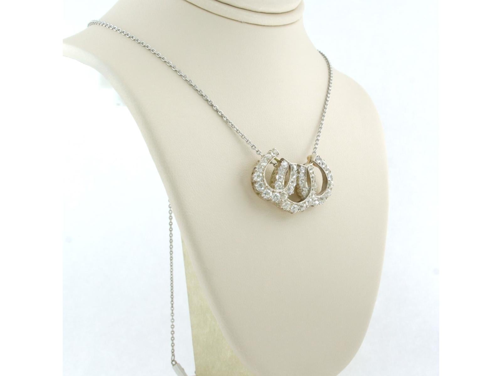 Collar con diamantes talla mina antigua de hasta 2,50 ct Oro y plata de 14k en Excelente estado para la venta en The Hague, ZH