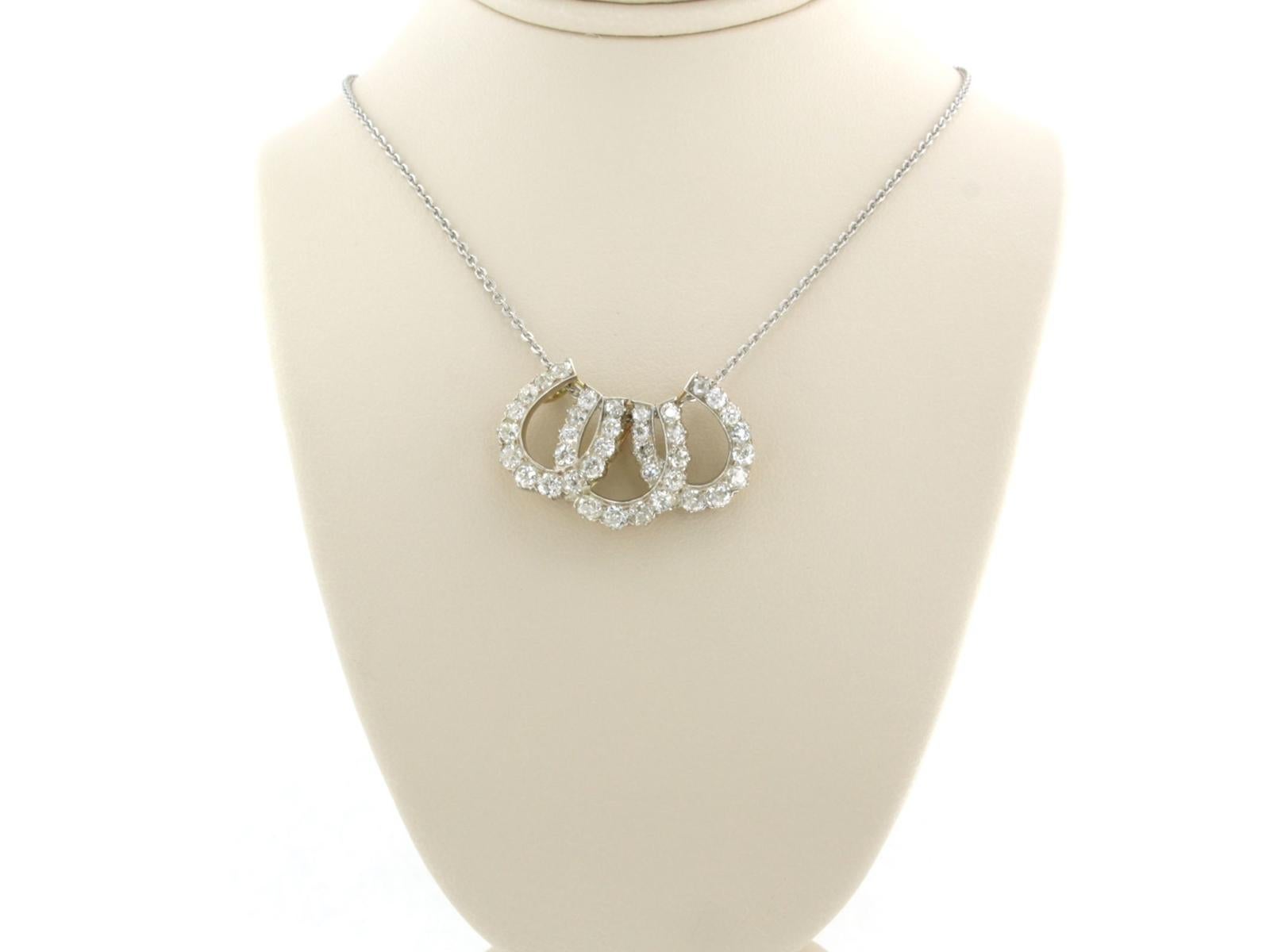 Collar con diamantes talla mina antigua de hasta 2,50 ct Oro y plata de 14k en venta 1