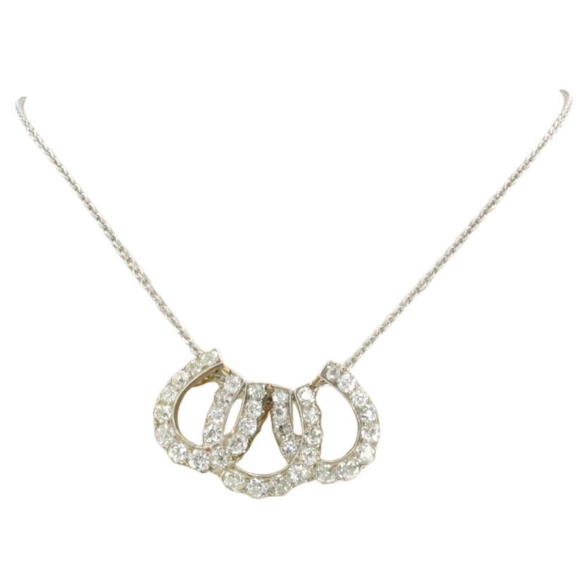 Collar con diamantes talla mina antigua de hasta 2,50 ct Oro y plata de 14k en venta