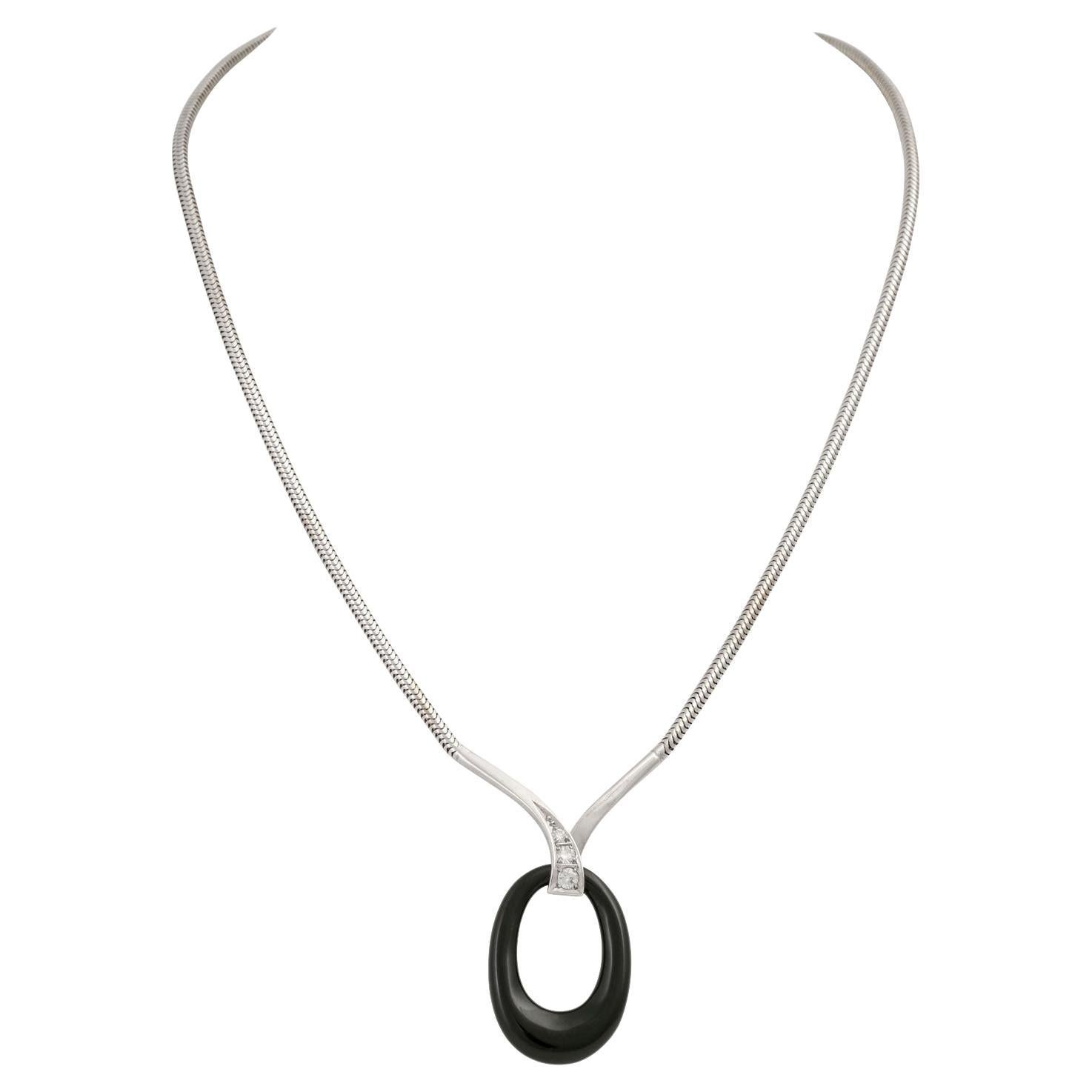 Collana con Onice e 3 Diamanti in vendita