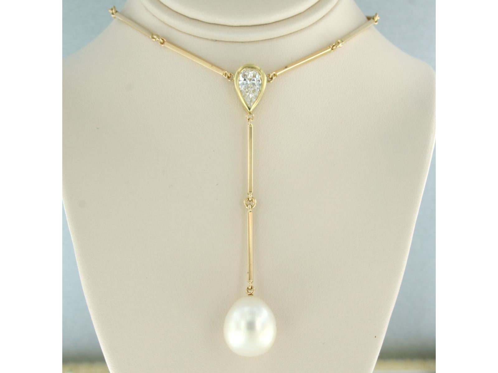 Collana con perla e diamante a forma di pera fino a 1,01ct in oro rosa 18k in vendita 2