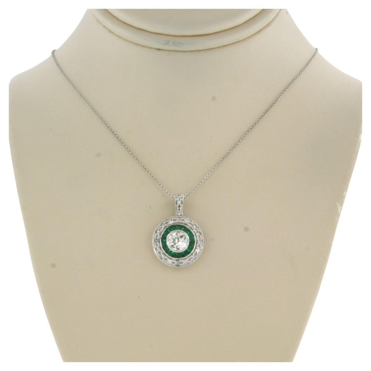 .57ct Emerald Diamond Fashion Pendants 14KT White Gold main image 1