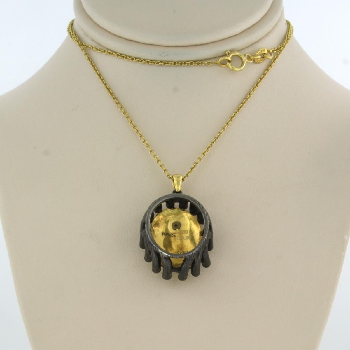 Necklace With Pendant Set With Diamond 18k Gold With Silver For Sale At 