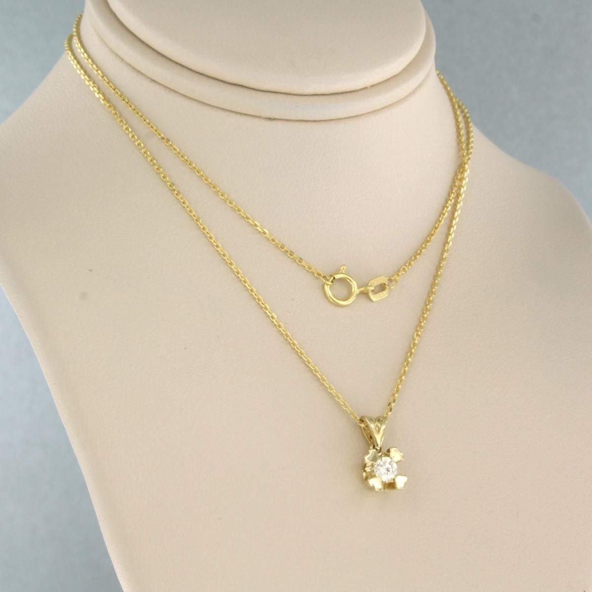 Necklace with pendant set with diamond up to 0.12ct 14k yellow gold In New Condition For Sale In The Hague, ZH