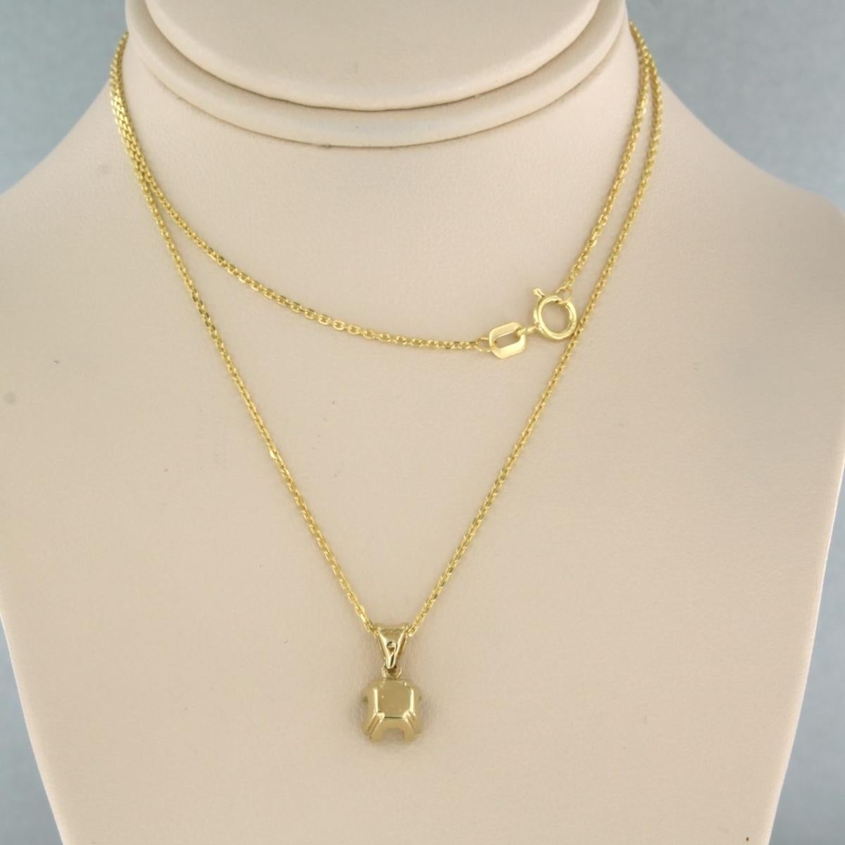 Necklace with pendant set with diamond up to 0.12ct 14k yellow gold For Sale 1